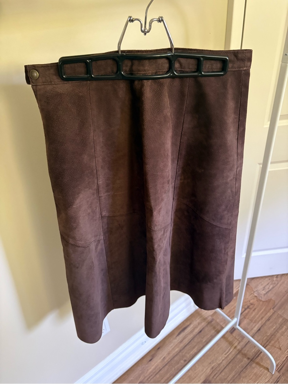 Brown Suede Vintage A-Line Lined Skirt